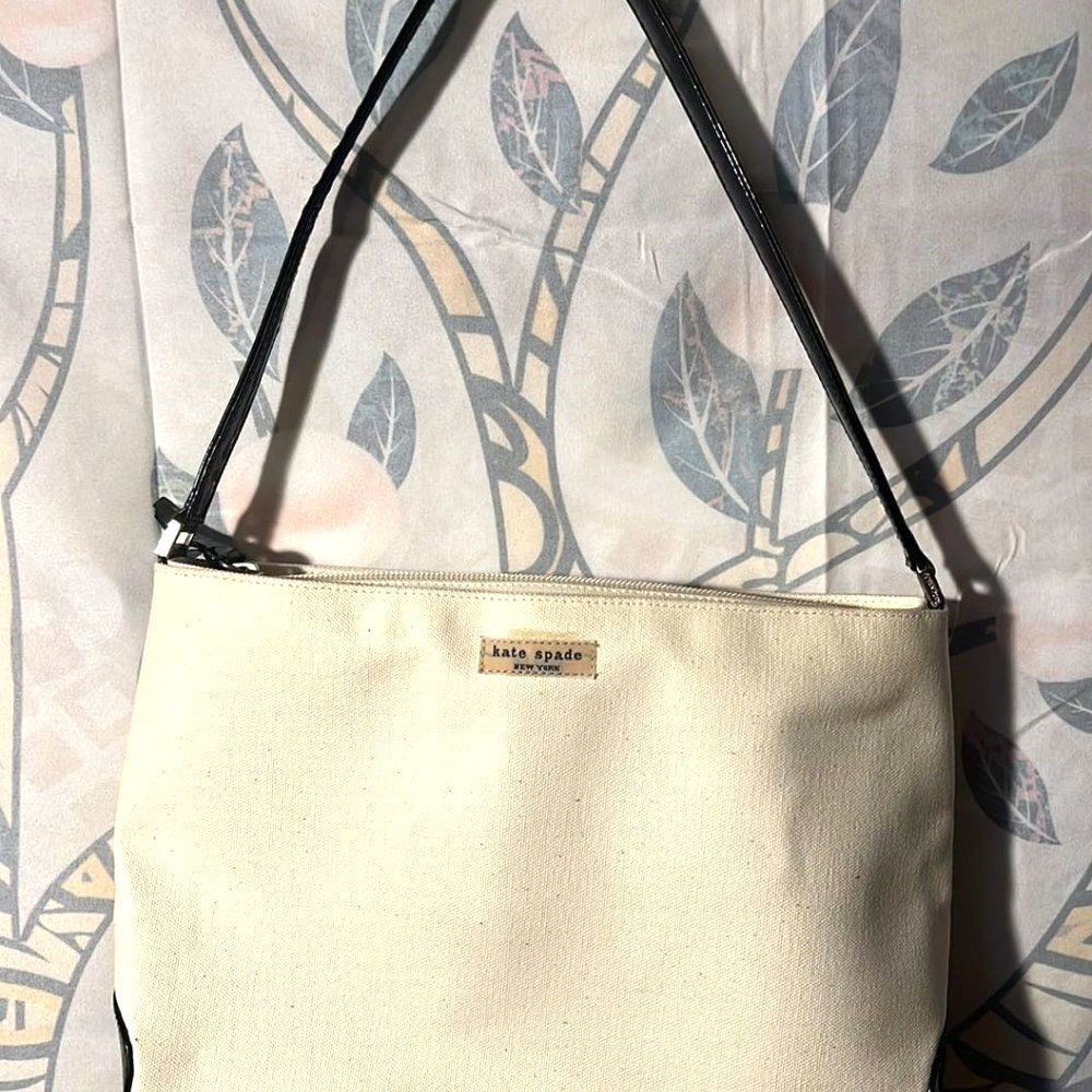 Kate Spade Canvas & Patent Leather Shoulder Bag - EUC